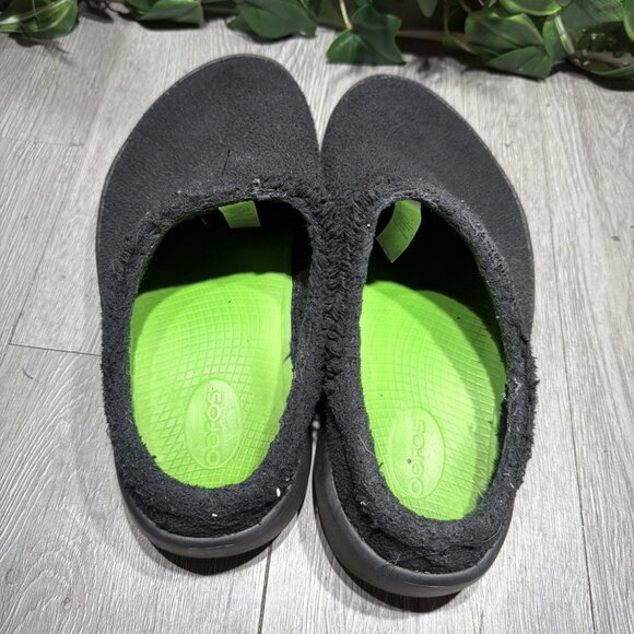 Oofos OOcoozie Mule Mens Size 10 Black Casual Walking Slip On Recovery Sandals